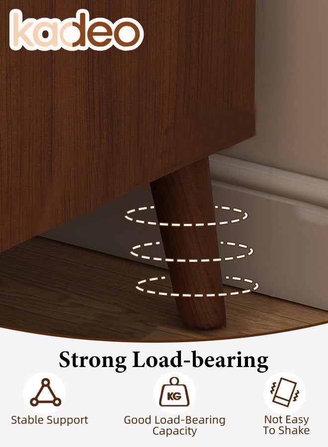 kadeo Nightstand with 2 Drawers, Modern Bedside Table with Open Wood Shelf, Minimalist Side Table, End Table Easy to Assembly for Bedroom Living Room Small Space Brown - Image 4
